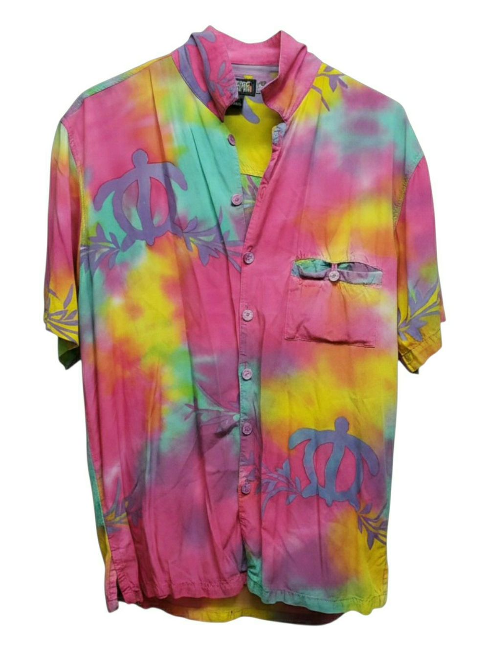 Vintage Tropical Tantrum Hawaiian Shirt XL Batik Hand Painted Bali Art Rayon